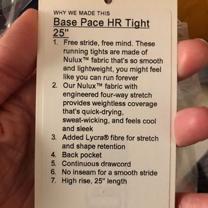 Lululemon base pace tights size 4 true navy NWT